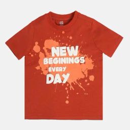 MINIKLUB Boys Rust Orange Cotton Printed Full Sleeves T-Shirt-picture-9