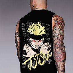 Rigo Typography Printed Muscle Fit Sleeveless Cotton T-shirt-picture-48