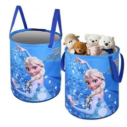 Kuber Industries Blue 2 Pieces Disney Frozen Printed Foldable Laundry Baskets 45L each-picture-39
