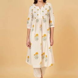 Rangmanch by Pantaloons White Cotton Printed A Line Kurta-picture-2