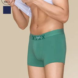 XYXX Foliage Green & Navy Cotton Trunks - Pack of 2-image-19