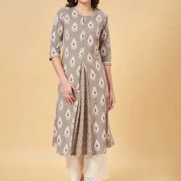 Rangmanch by Pantaloons Grey Printed A Line Kurta-picture-28
