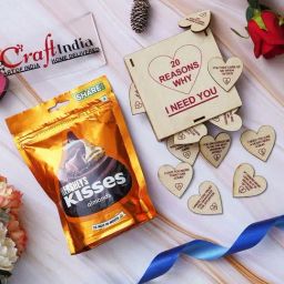 eCraftIndia Wooden 20 Reasons Why I Need You Gift Box & Hershey'S Kisses Almonds Chocolate-image-35