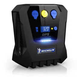 MICHELIN 12266 High Power Rapid Tyre Inflator with Pre-Set, USB Mobile Charging, 12V DC socket, LED Lights, and large back lit display Black and Blue image 3
