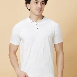 Being Human White Regular Fit Checks Polo T-Shirt-image-60
