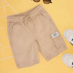 Pantaloons Junior Kids Khaki Cotton Regular Fit Shorts-picture-1