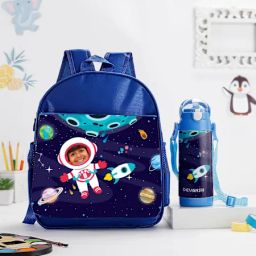 Personalized Astronaut School Bag And Water Bottle Combo- Blue-image-25