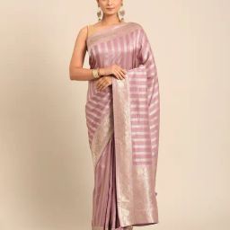 Mohey Purple Art Silk Zari Saree With Unstitched Blouse-picture-30