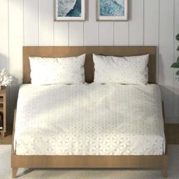 Nautica Raymarine Natural Beige Cotton 160 TC King Bedsheet with 2 Pillow Covers-image-53