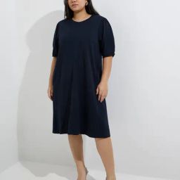 Gia by Westside Navy Solid Cotton Straight Dress-picture-31