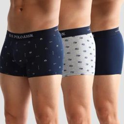 U.S. Polo Assn. Multicolored Cotton Regular Fit Printed Trunks - Pack Of 3-13