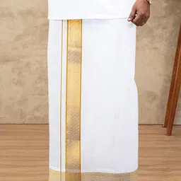 Ramraj Men Pure Cotton Single Layer Zari Detailed Dhoti-picture-17
