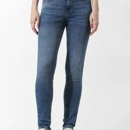 Only Dark Blue Cotton Skinny Fit Mid Rise Jeans-image-92