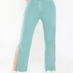 SHOWOFF Sea Green Denim Straight Fit High Rise Jeans-image-75