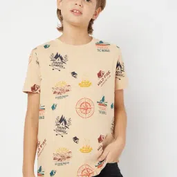 GAS Kids Beige Printed T-Shirt-image-64