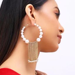 Priyaasi White Gold Plated Contemporary Drop Earring-image-22
