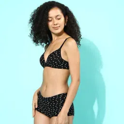 Leading LadyBlack Cotton Floral Print Lingerie Set-image-15