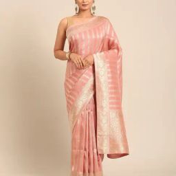 Mohey Pink Art Silk Zari Saree With Unstitched Blouse-picture-19