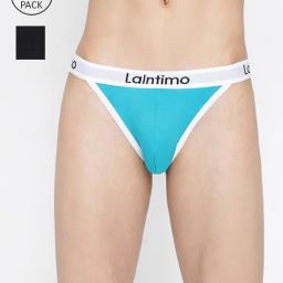 La Intimo Black & Teal Blue Comfort Fit Briefs - Pack Of 2-picture-48