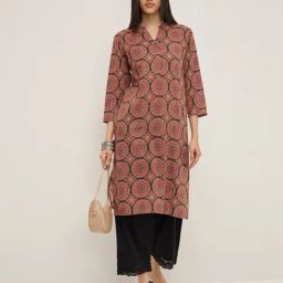Utsa by Westside Green Printed Straight Cotton Blend Kurta-picture-27