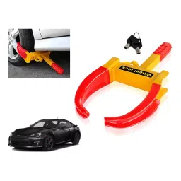 Auto Pearl Adjustable Anti Theft Yellow, Red Wheel Clamp Lock Compatible with SubaruAria BRZ-image-44