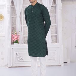 PulseIQ Men Embroidered Thread Work Kurta-image-28