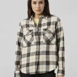 Van Heusen Beige Cotton Regular Fit Checks Shirt-image-91