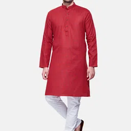 SHIWAM ETHNIX Men Red Kurta with Pyjamas-picture-10