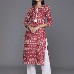 Varanga Maroon Cotton Printed Straight Kurta-image-68