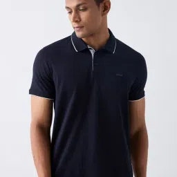 Spykar Blue Slim Fit Polo T-Shirt-picture-31