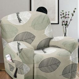 Myntra Elegant Homes Cream-Coloured & White Printed Polyester 1 Piece Sofa Cover With Arms-image-40