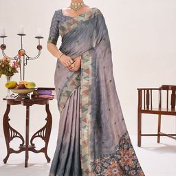 TASRIKA Ethnic Motifs Woven Design Tussar Saree-image-67