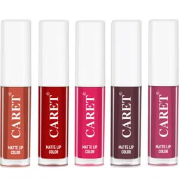 CARET ORGANIC Set Of 5 Super-Pigmented Liquid Matte Lipsticks - 10 ml - 6- 3- 4- 7-8-9