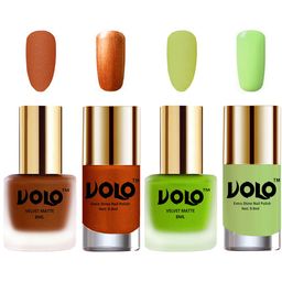 VOLO Set Of 4 Velvet Matte & Extra Shine Nail Polish - 8 ml Each - 35 - 39 - 60 - 28-19