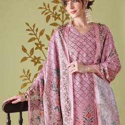 Anouk Women Floral Printed Regular Kurta with Trousers & With Dupatta with Lace Detail-17