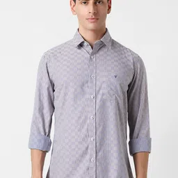 Van Heusen Sport Men Spread Collar Micro Checked Cotton Slim Fit Casual Shirt-image-29
