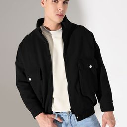 SHOWOFF Men Solid Black Fleece Jacket-picture-7