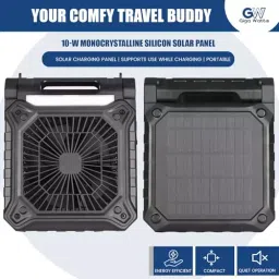 GIGAWATTS Portable LED Solar Fan with Panel 5000 mAh Rechargeable Battery 5 Speed Power, HGN1121 image 5