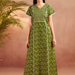 Nihsamah Women Floral Printed Maxi Nightdress-picture-11