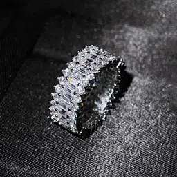Designs & You Silver-Plated Cubic Zirconia Studded Finger Ring-51