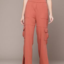 The Roadster Lifestyle Co. Women Side-Slits High-Rise Bootcut Cargo Style Trousers-image-49