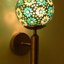 SOMIL Blue & White Printed Glass Spherical Shaped Wall Lamp-image-38