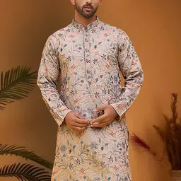 Jompers Floral Embroidered Thread Work Mandarin Collar Straight Kurta-image-38