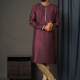 JAYPORE Mandarin Collar Thread Work Straight Kurta-image-38