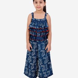 Twisha Sleeveless Ruffled Block Print Jumpsuit - Blue-picture-28