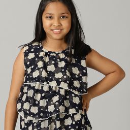 Kiddopanti Sleeveless Floral Printed Top - Navy Blue-image-49