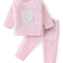 Babyhug 100% Cotton Full Sleeves Winter Wear Suits Heart Print - Pink-image-19