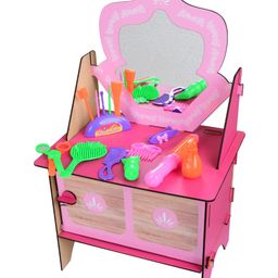 Wooden Makeup kit for Kids Girls Pretend Play Toddler Makeup Vanity Table Toys-18