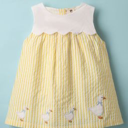 Toffyhouse Cotton Woven Sleeveless Frock With Stripes & Duck Detailing - Light Yellow-image-37