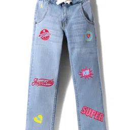 Pine Kids Denim Woven Full Length Jeans With Text Print - Blue-picture-36